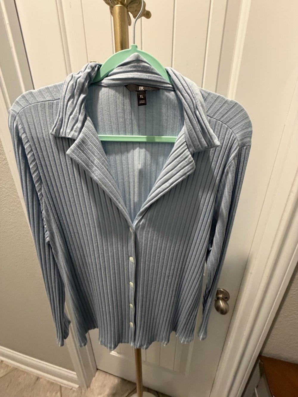 Banana Republic Light Blue Ribbed Button-Down Shirt